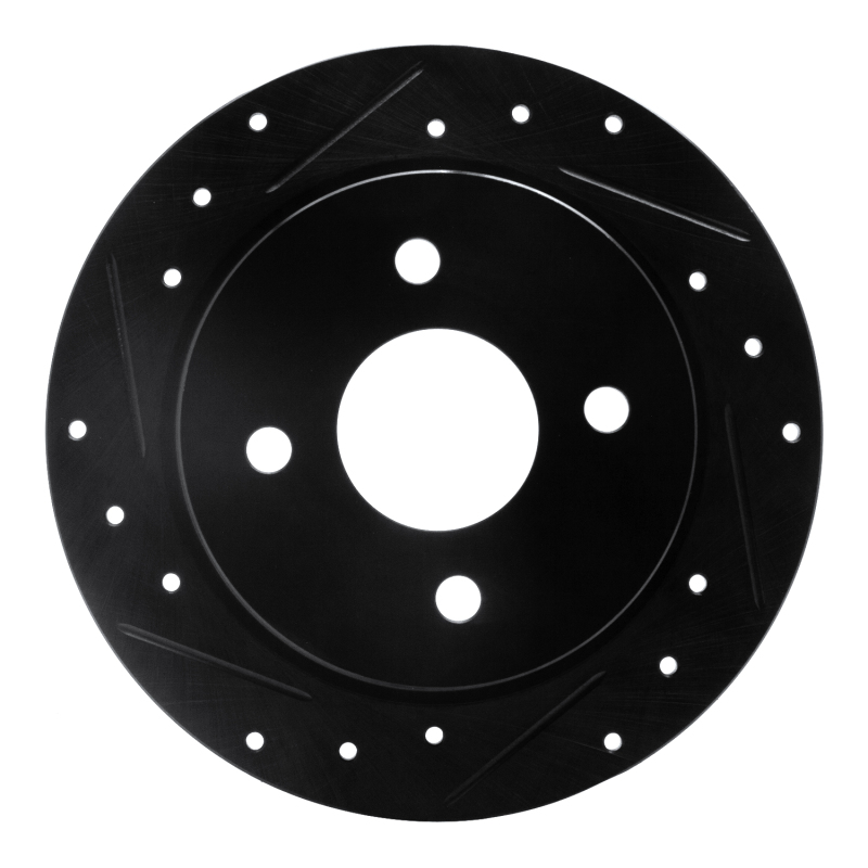 Ford Fiesta Brake Rotor (1) - Rear Left - R1 Concepts - Drilled & Slotted - Black - `01-`19